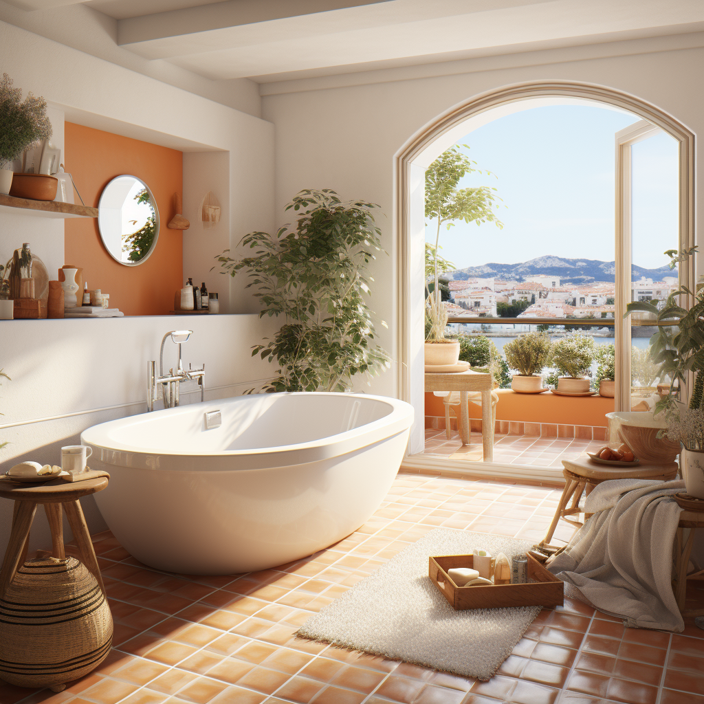 Menorca Summer Bathroom: Red Tiles and Comfort