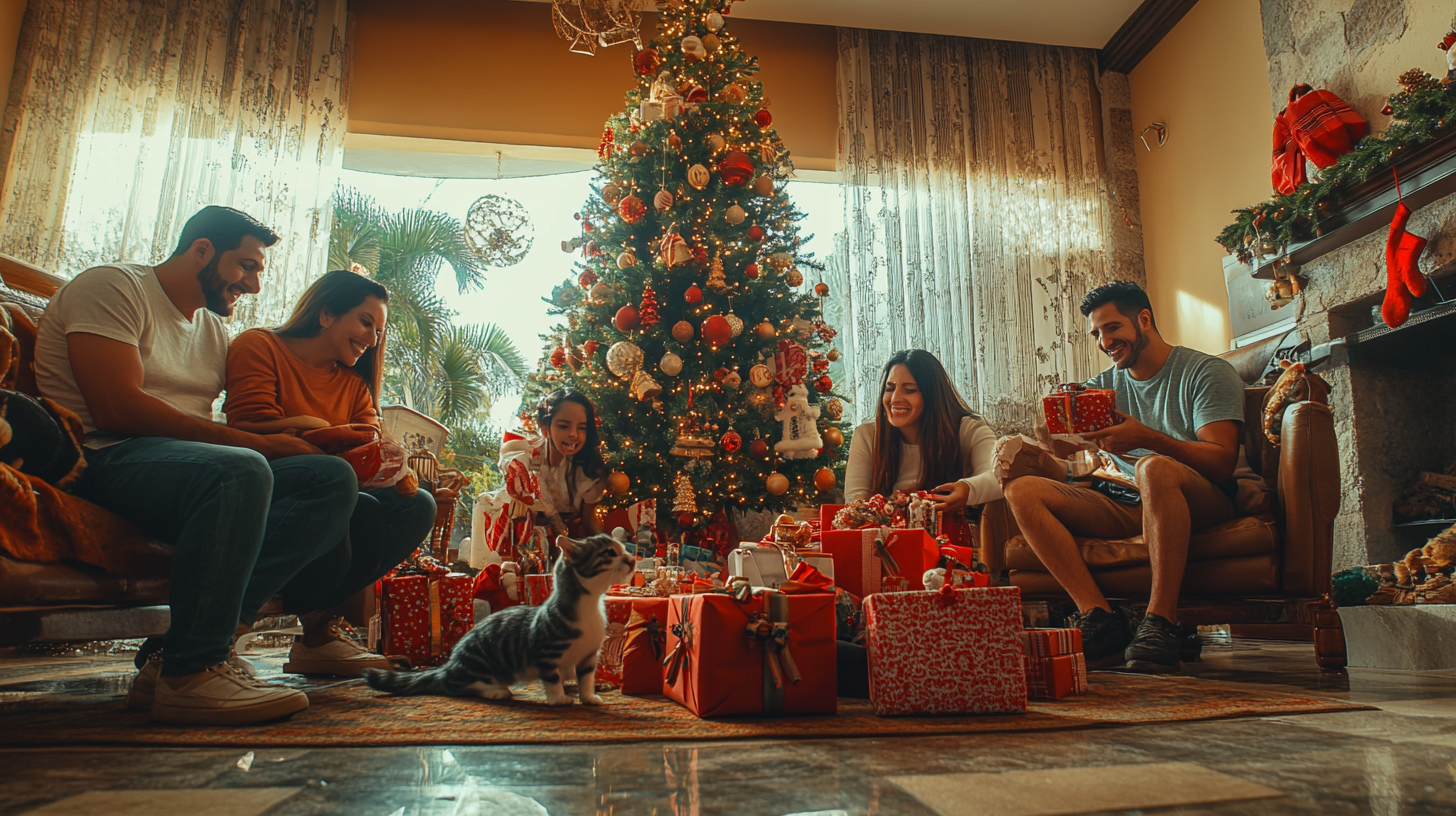 Mexican Family Christmas Celebration with Pets