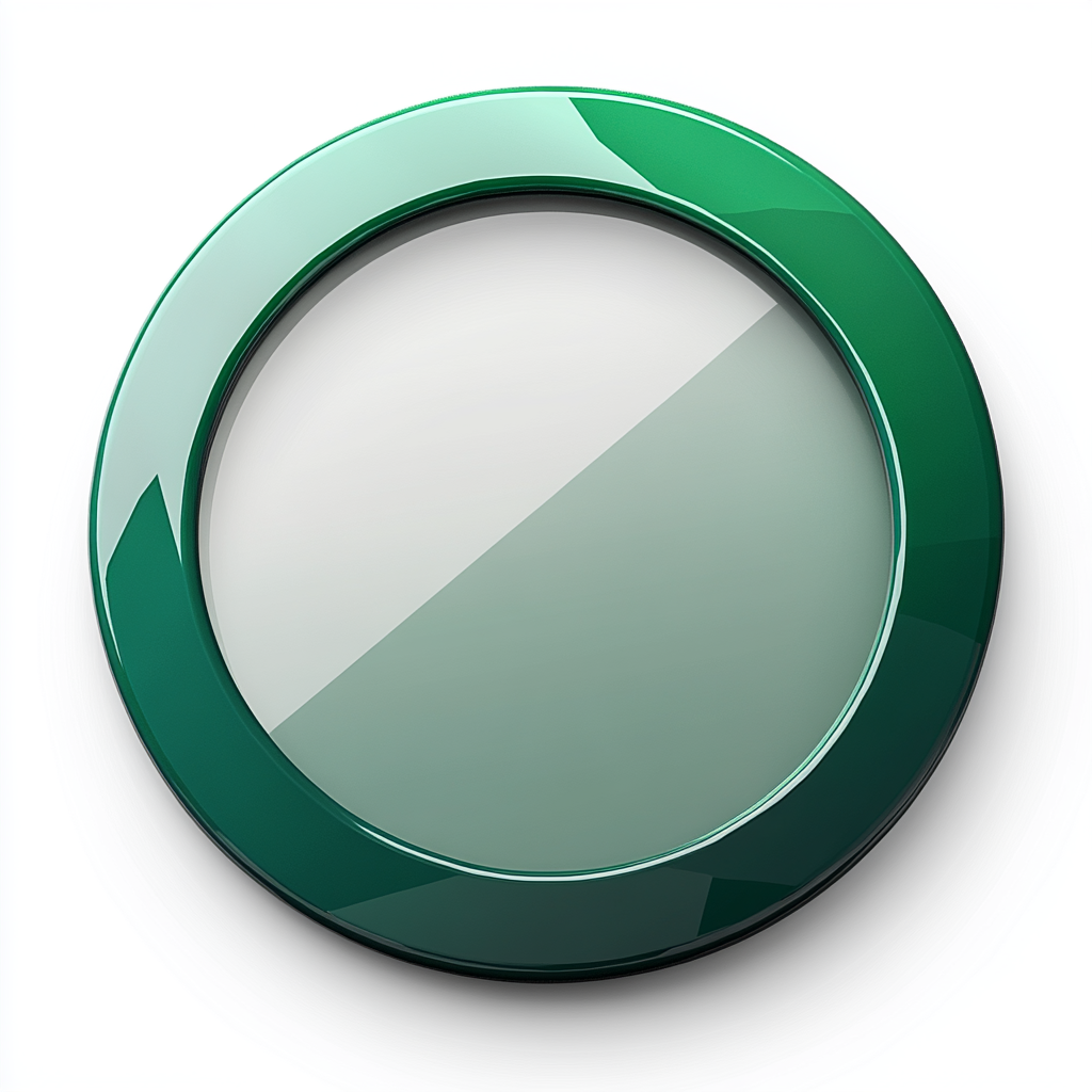 Minimalist green RPG game circle token on white background.