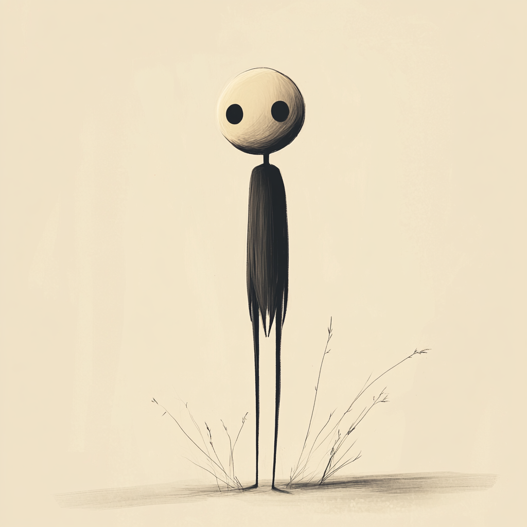 Minimalist illustration of calm character with delicate features