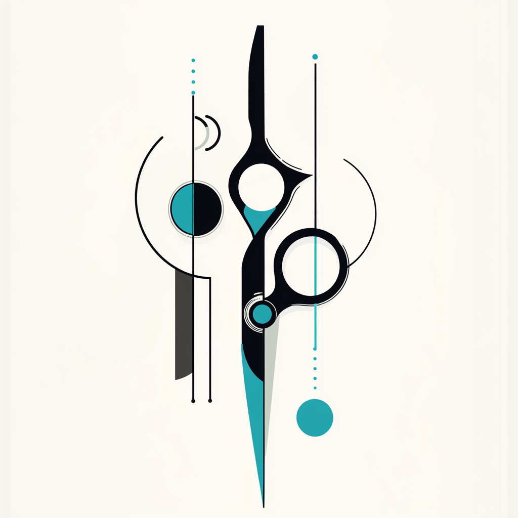 Minimalist vector illustration of blue and black hair scissors