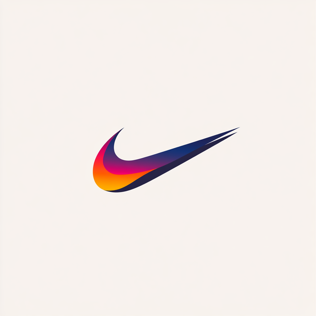 Minimalistic white emblem design inspired by Nike style