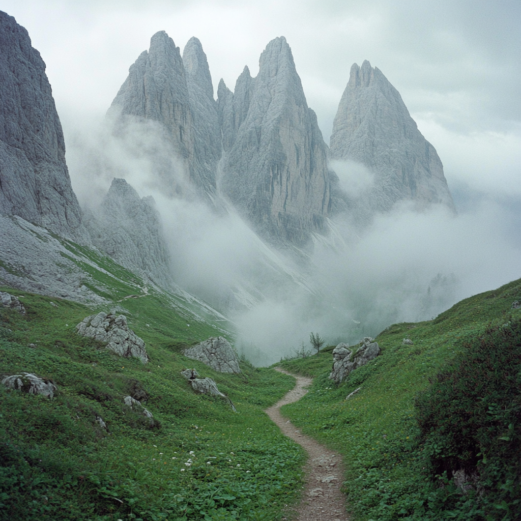 Misty Mountain Trail: Serene Isolation in Nature