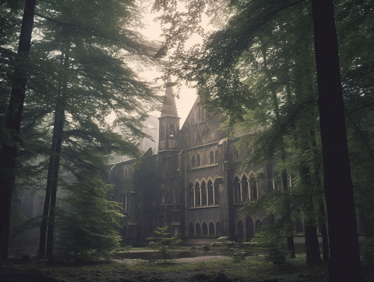 Misty Nordic Convent in 9th Century Forest