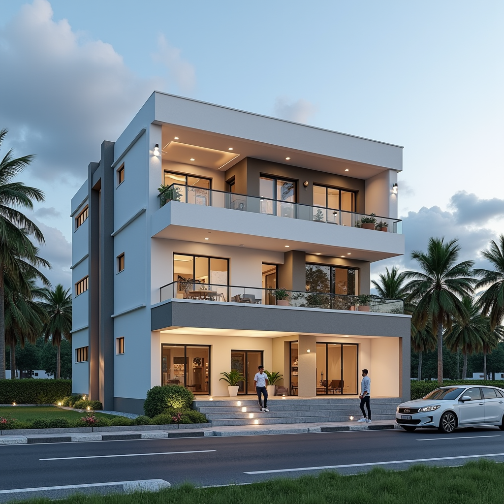 Modern Indian Home Design with Scenic Afternoon View