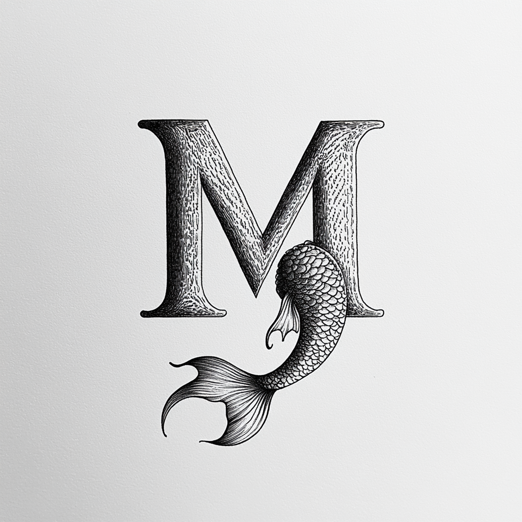 Modern Monogram Design with Mermaid Motifs