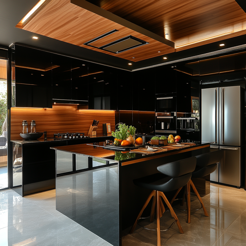 Modern U-Shaped Kitchen with Central Island