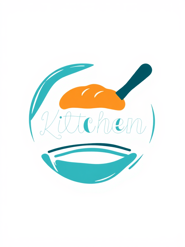 Modern kitchen and food logo in bright colors