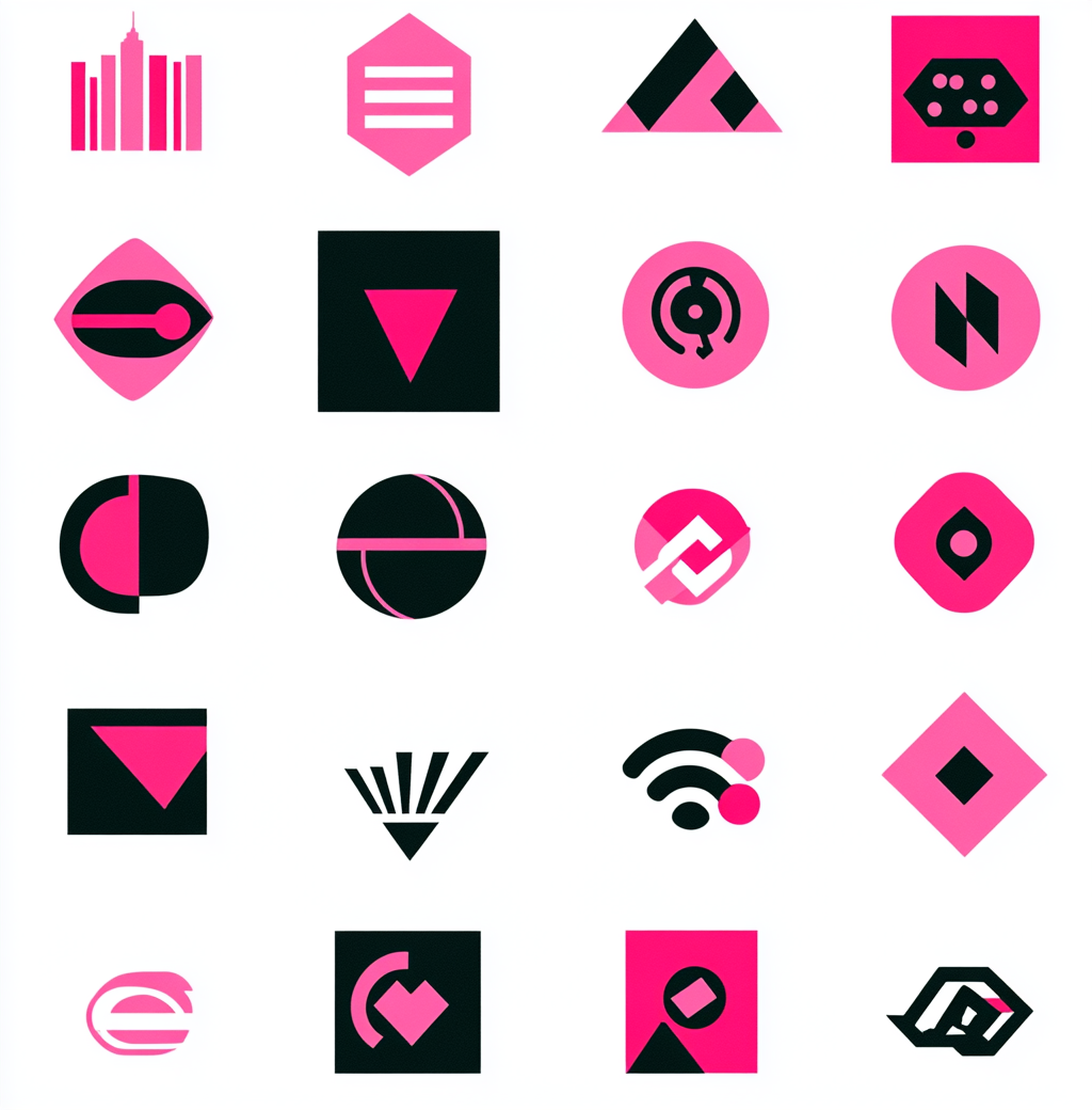 Modern pink and black startup logos grid