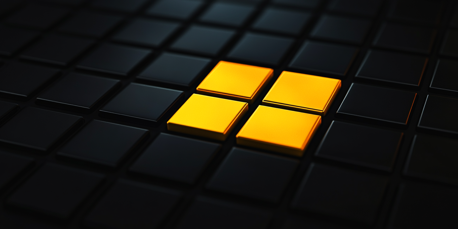 Modern yellow Windows directory on clean black background.