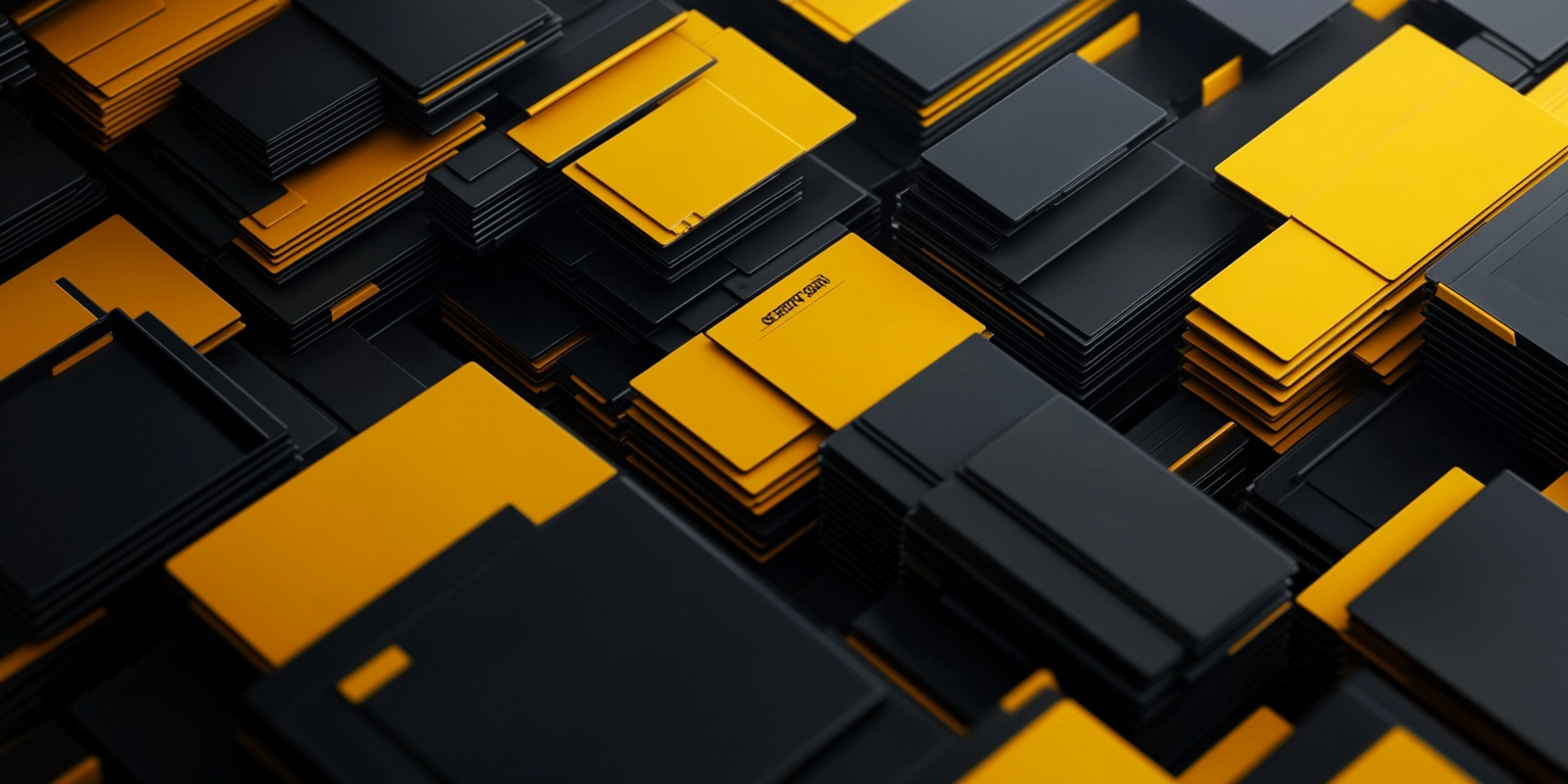 Modern yellow files on clean black background.