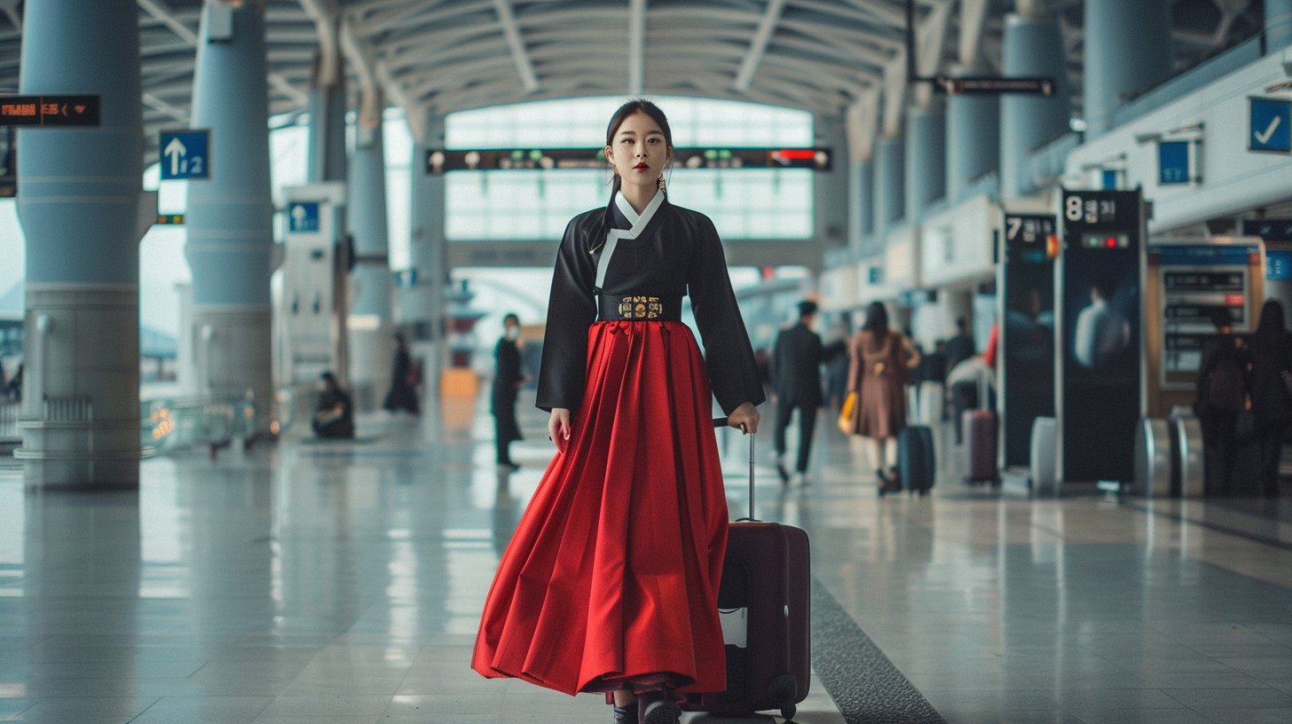 Modernized Korean Hanbok at Incheon International Airport