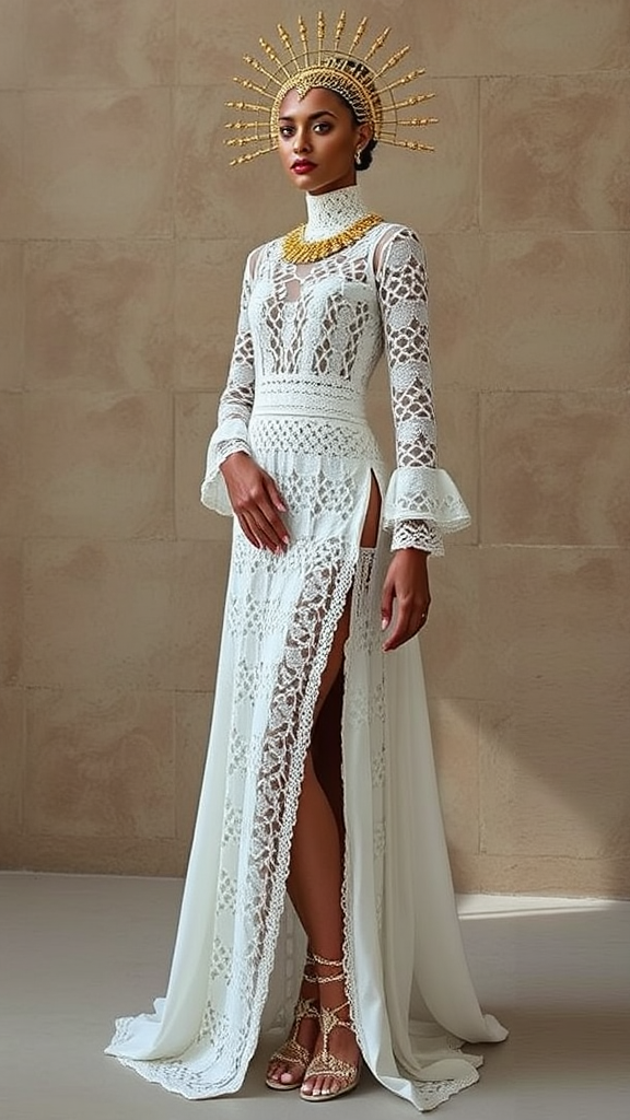 Moroccan Bride's Luminescent Eco-Fashion Gala Dress