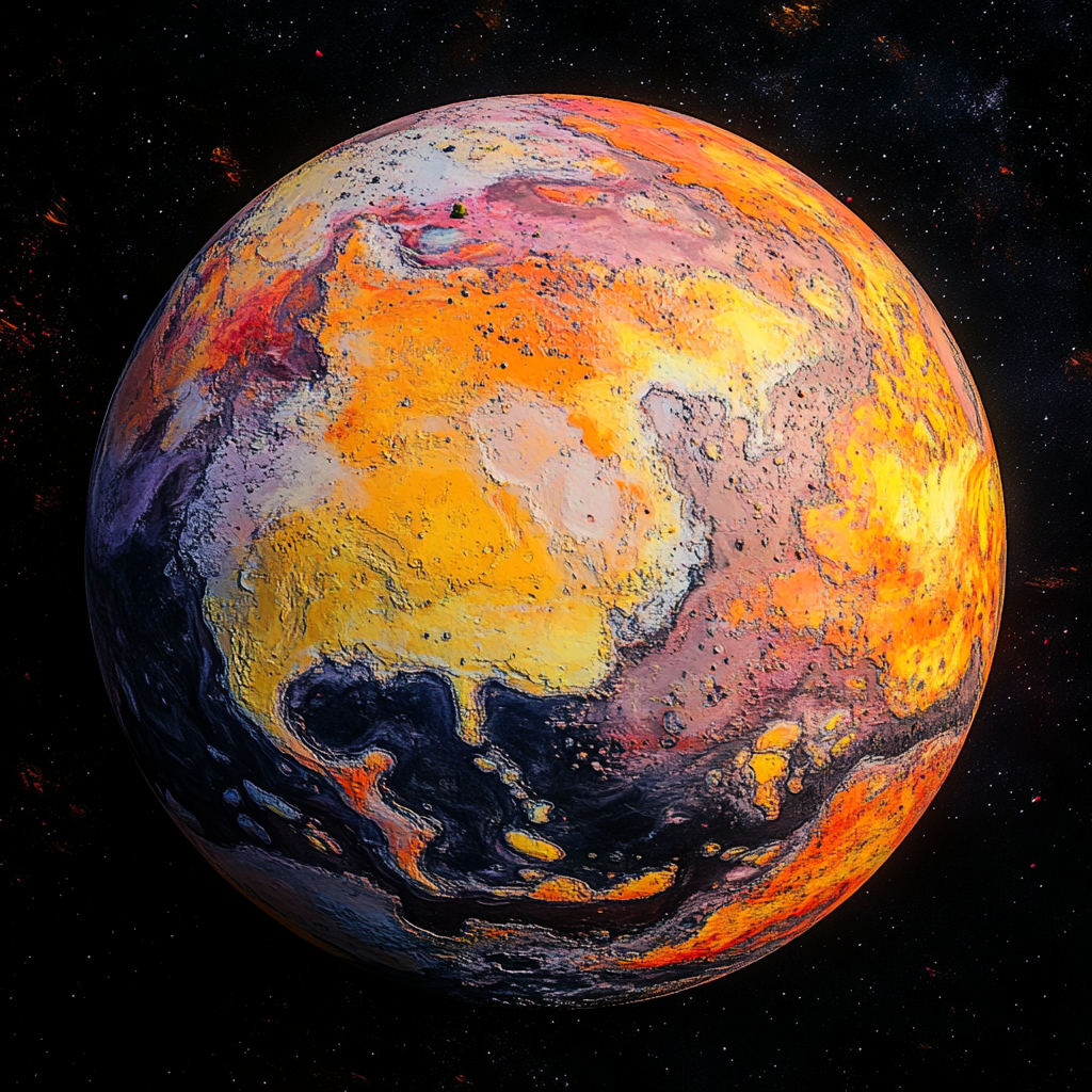 Multicolored Continents on Orange New Planet