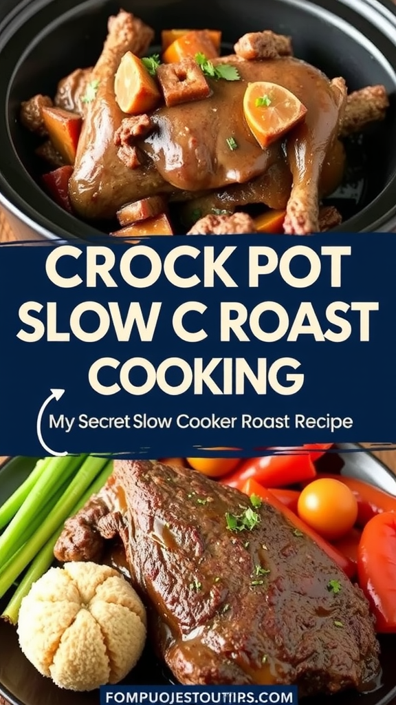 My Secret Slow Cooker Roast Recipe Cooking Collage.