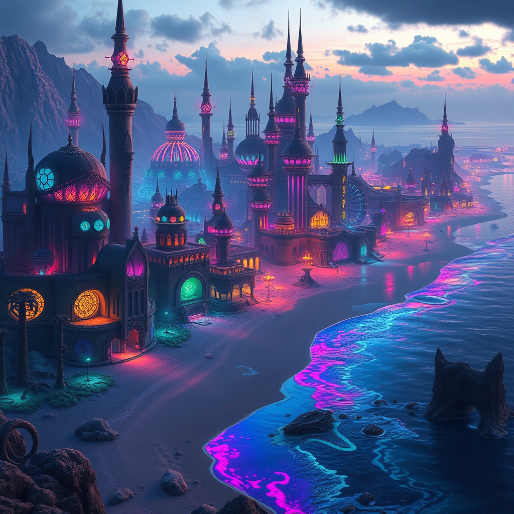 Mysterious City by Exotic Alien Seaside