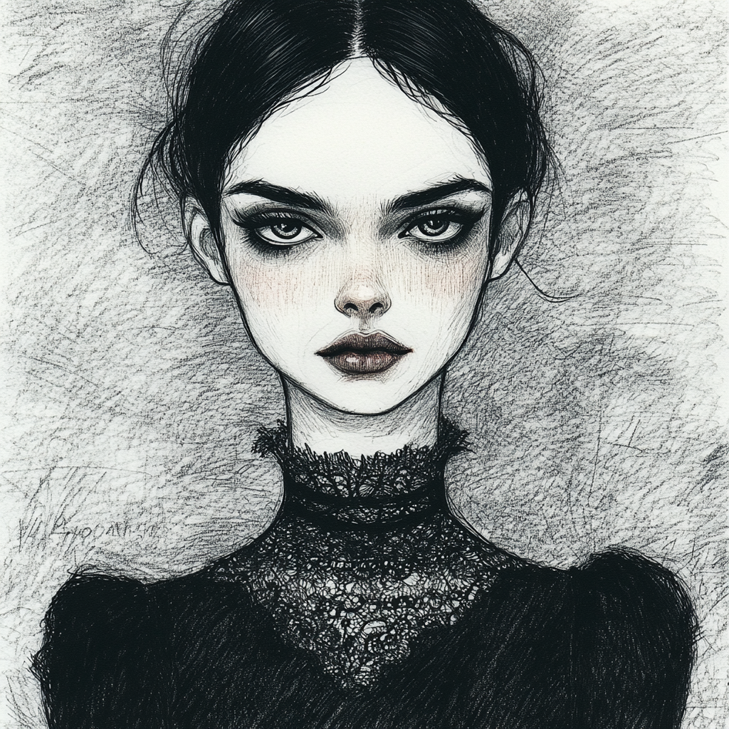 Mysterious Woman: Gorey Inspired Portrait