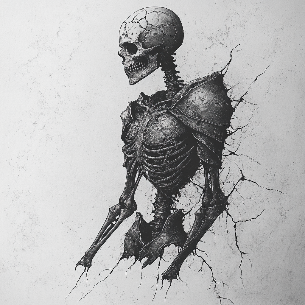 Mysterious armored skeleton in Gothic style