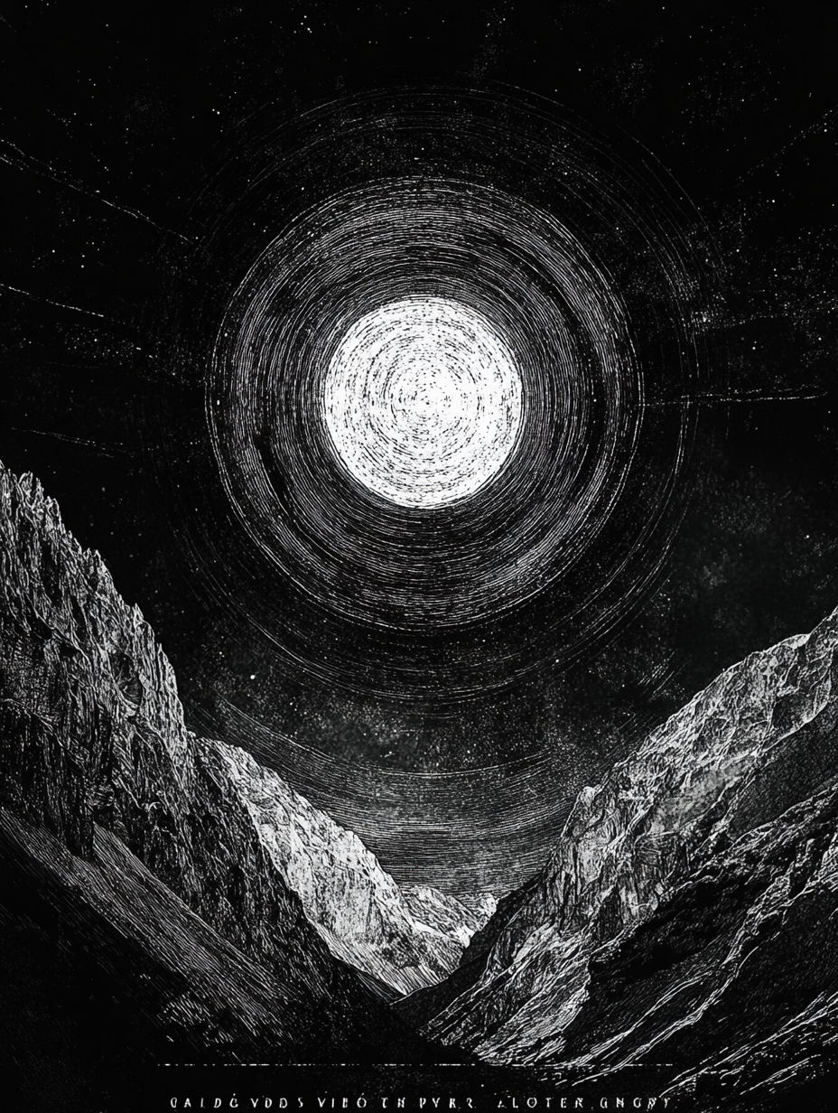 Mysterious landscapes with dark geometric patterns and moodiness