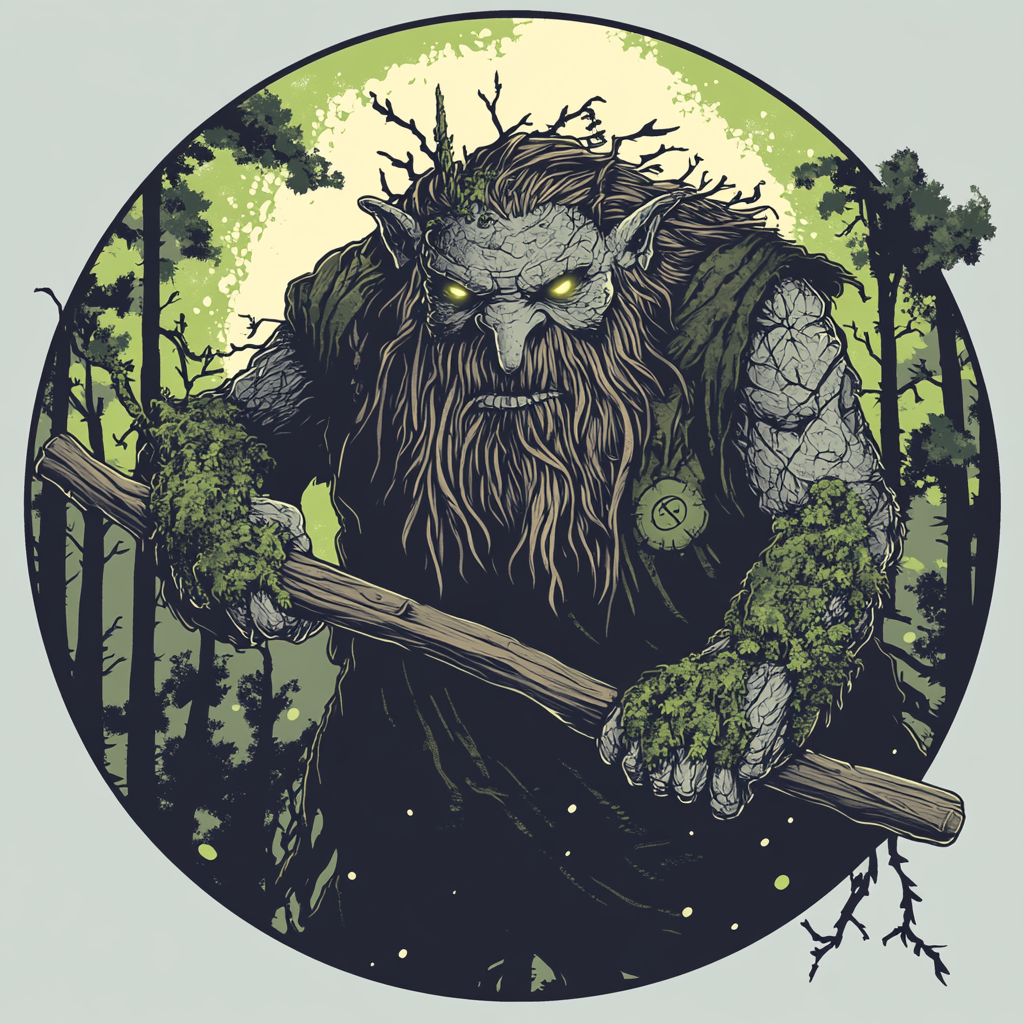 Mystical Scandinavian troll design for T-shirt