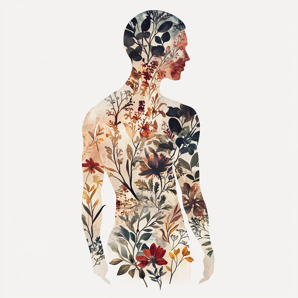 Nature Inside Us: Human Silhouette with Floral Design