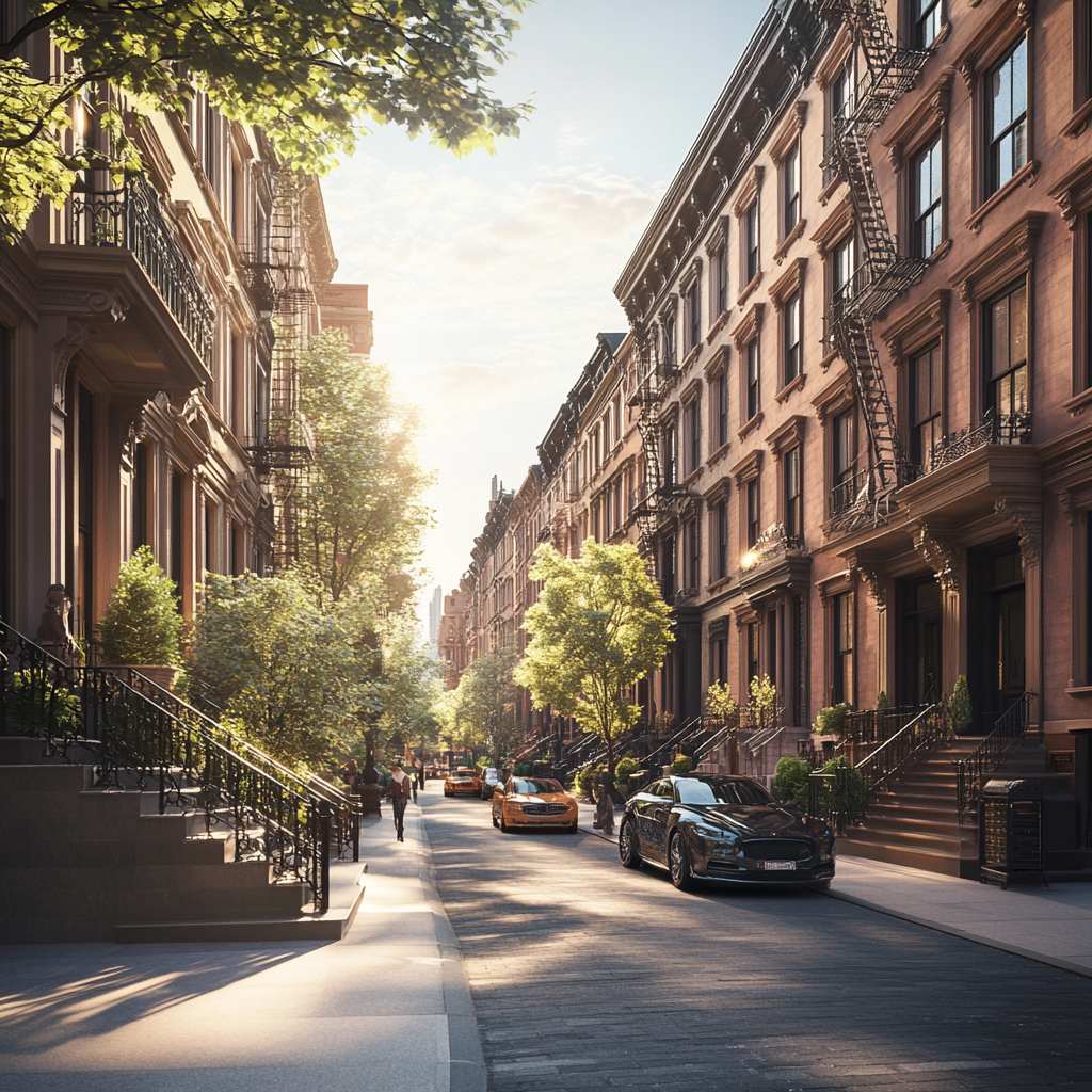 New York City Street with Elegant Buildings