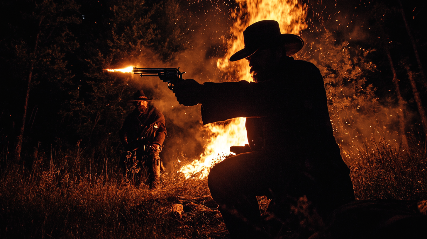 Nighttime Duel in Dark Forest Campground