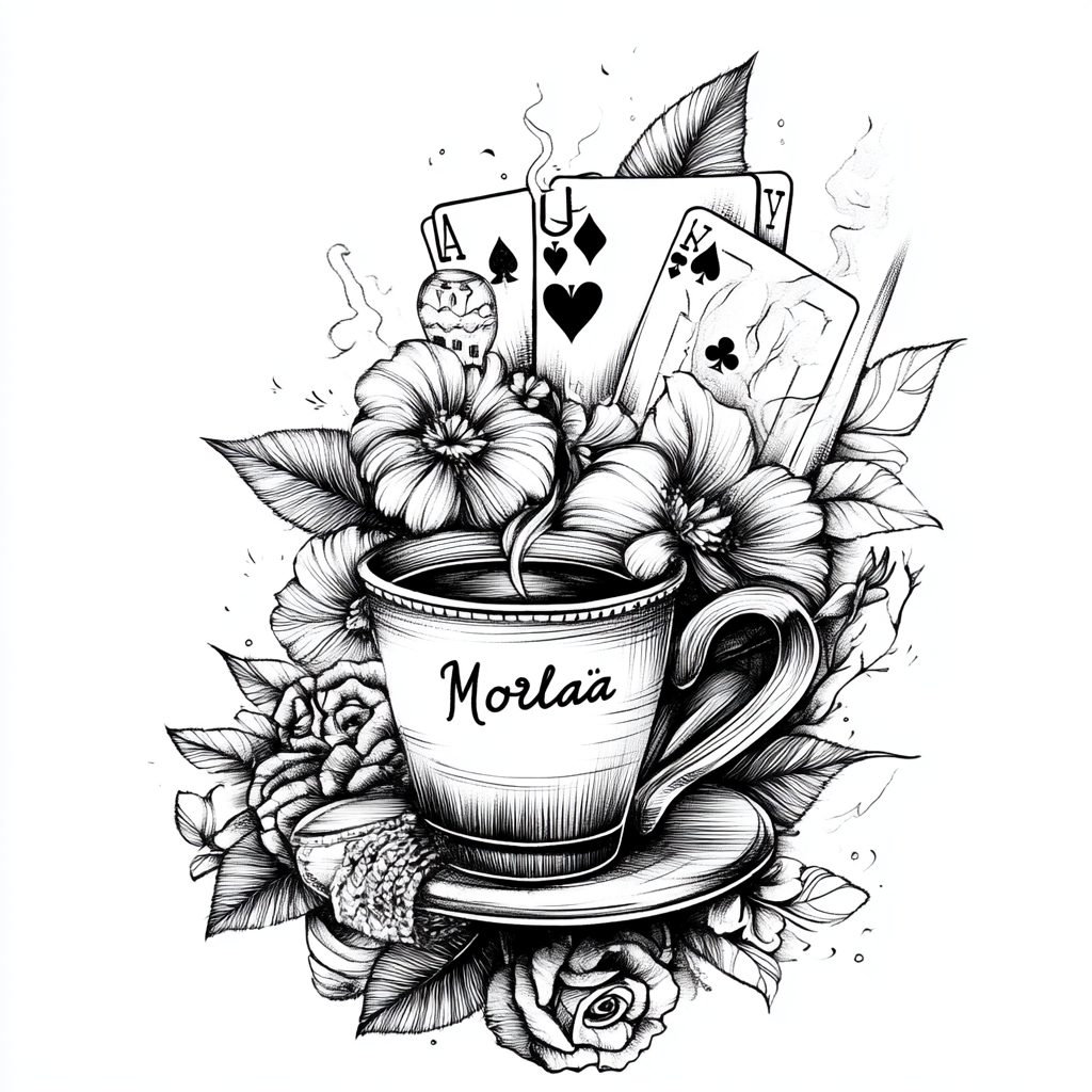 Norma Tattoo Design Coffee Cup Knit Element Playing Card