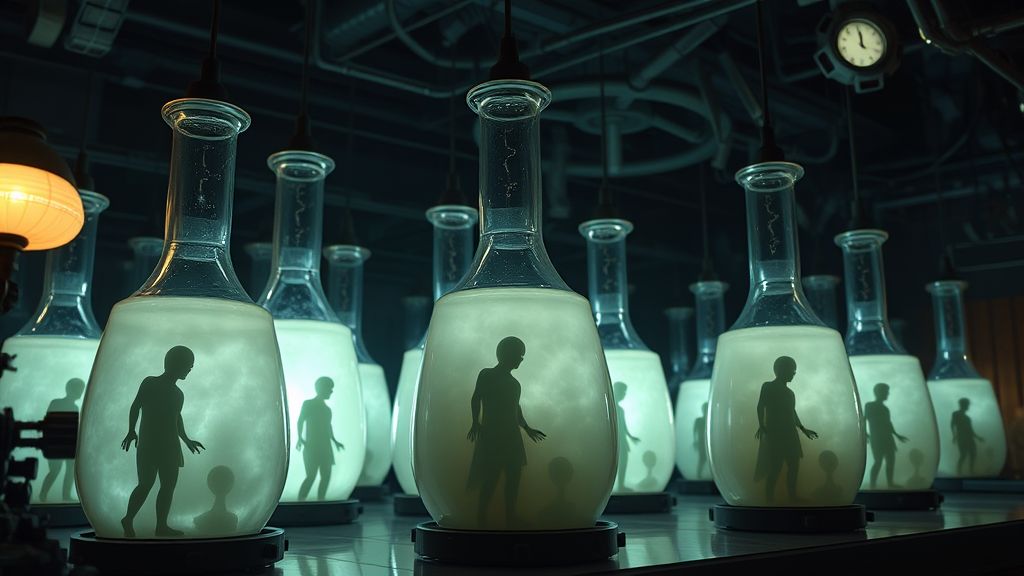 Obscured Figures in Cloudy Flasks and Dark Room