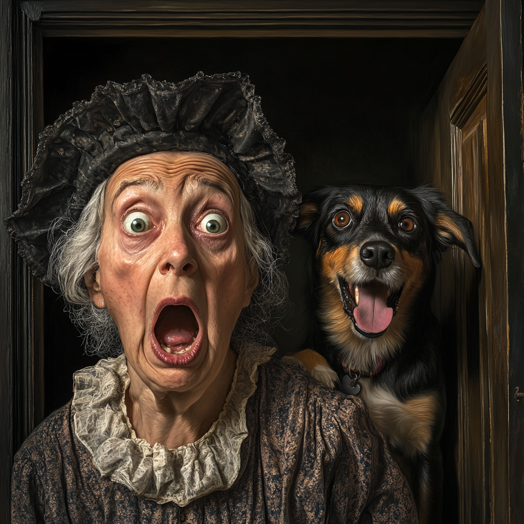 Old Mother Hubbard's Shock at Empty Cupboard