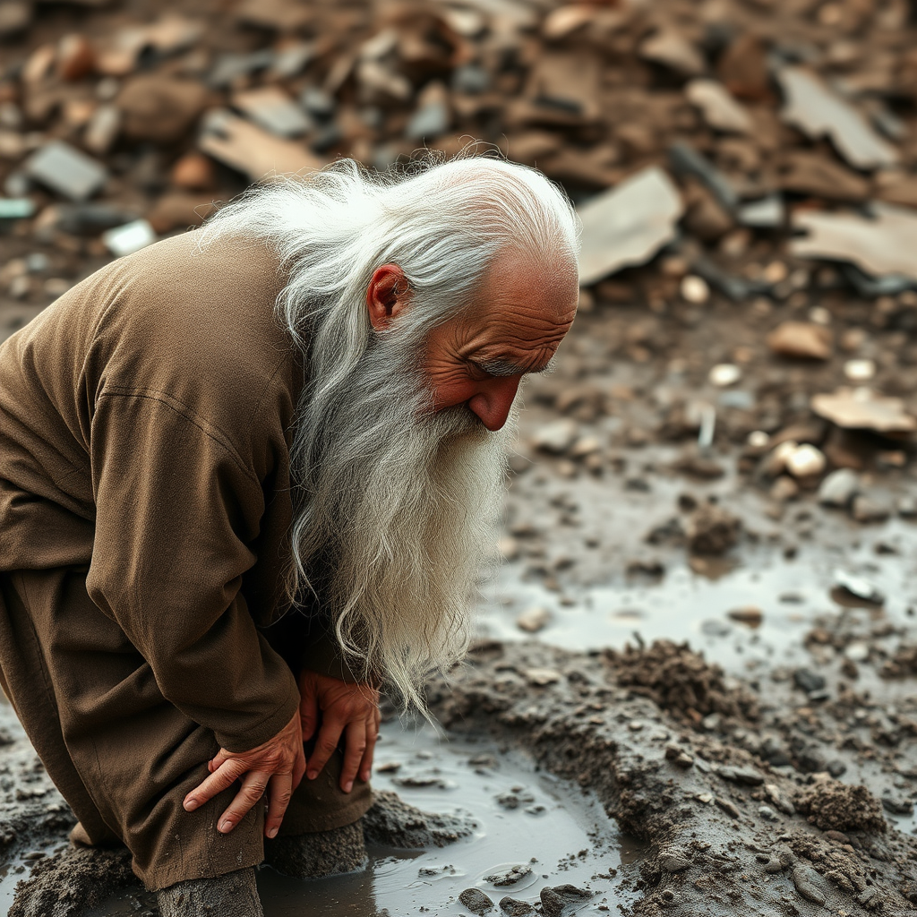 Old Shia Leader in Mud After Explosion