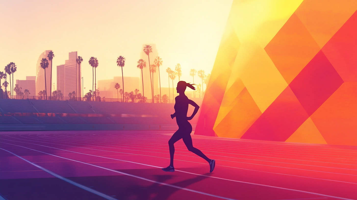 Olympic Games 2028 Beach Runner Sunset Illustration