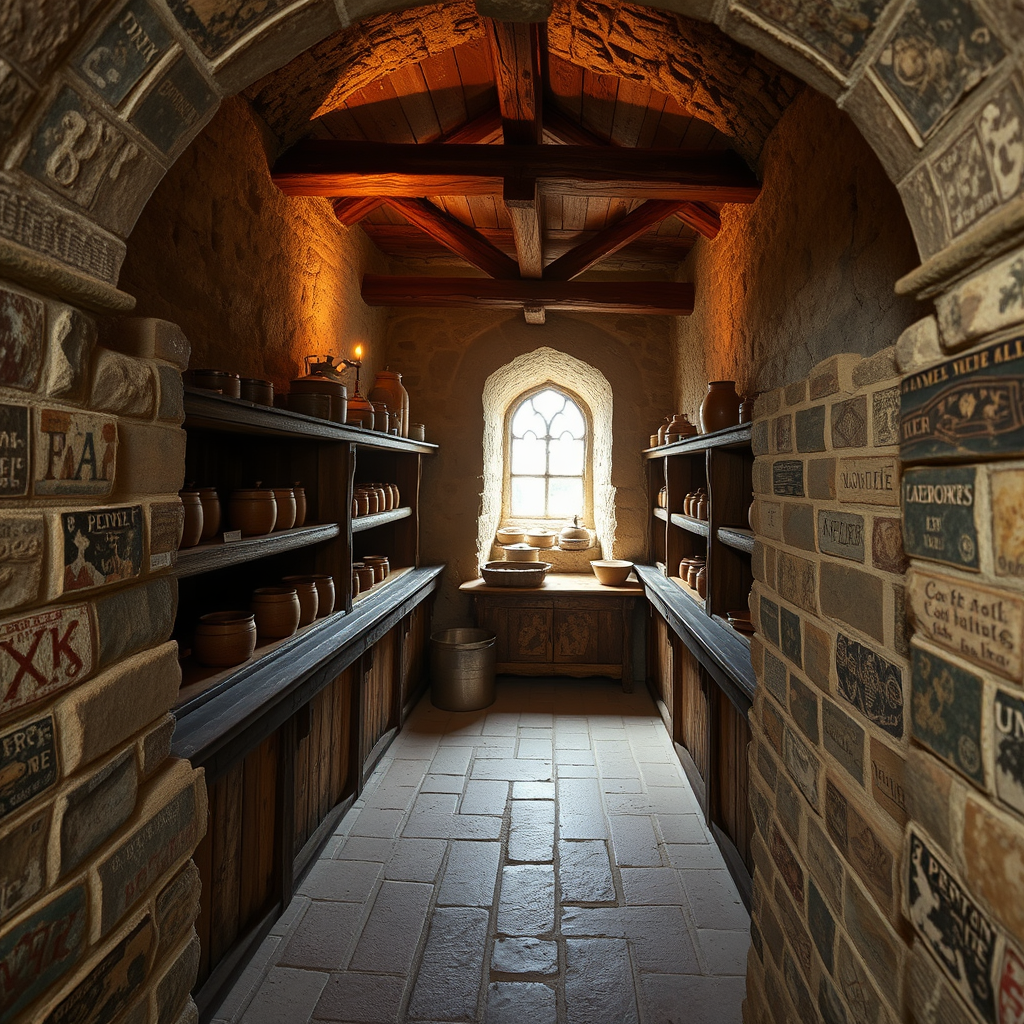 Overhead View of a 14th Century Castle Pantry