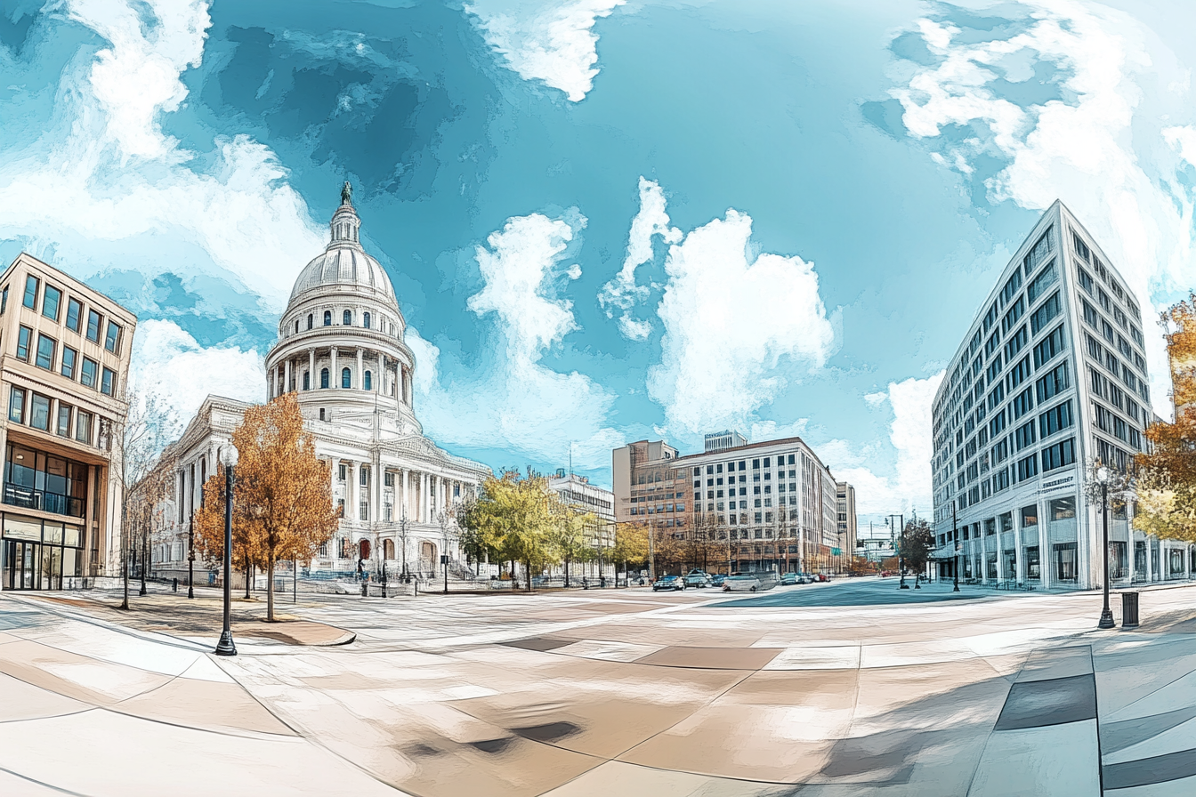 Panoramic View of Lansing's Historic and Modern Buildings