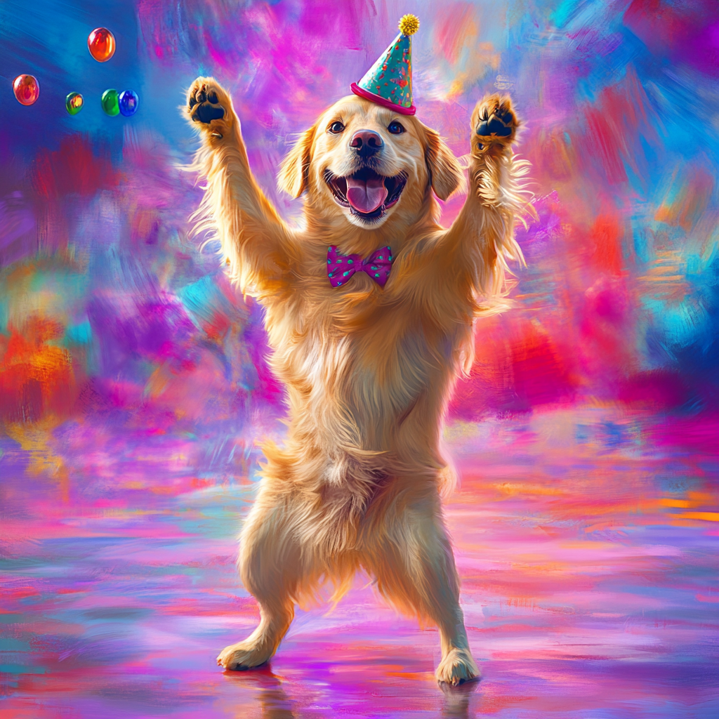 Party Pup: Golden Retriever Celebrating in Festive Setting