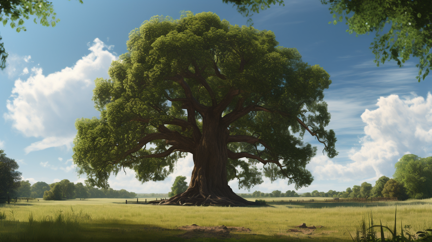 Peaceful Nature Scene: Majestic Tree in Open Field