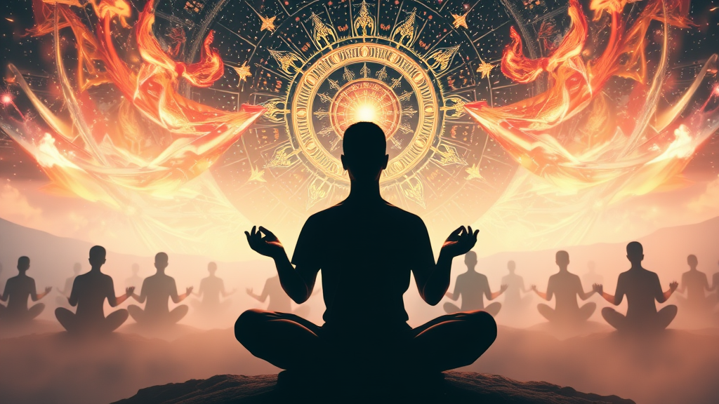 People Meditating, Embracing Universal Love and Consciousness
