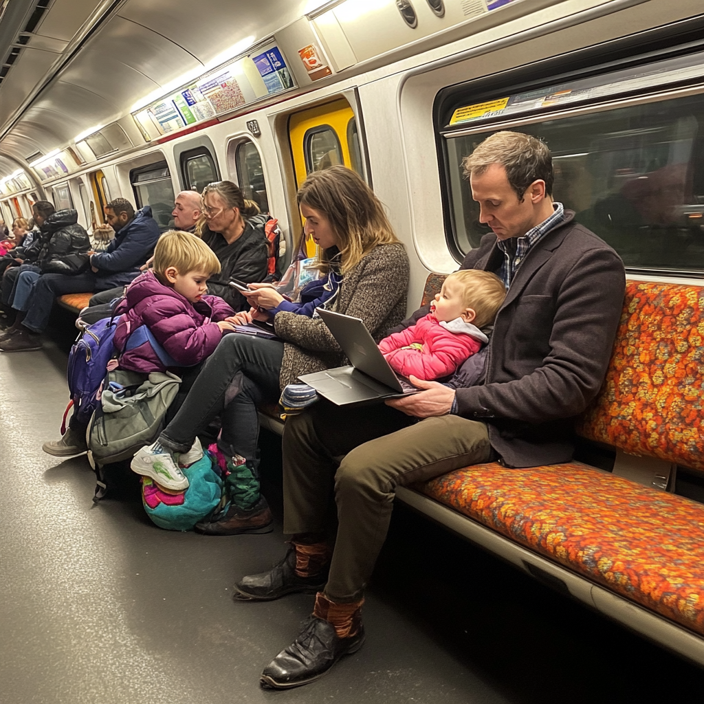 People on Bakerloo line train in London Underground