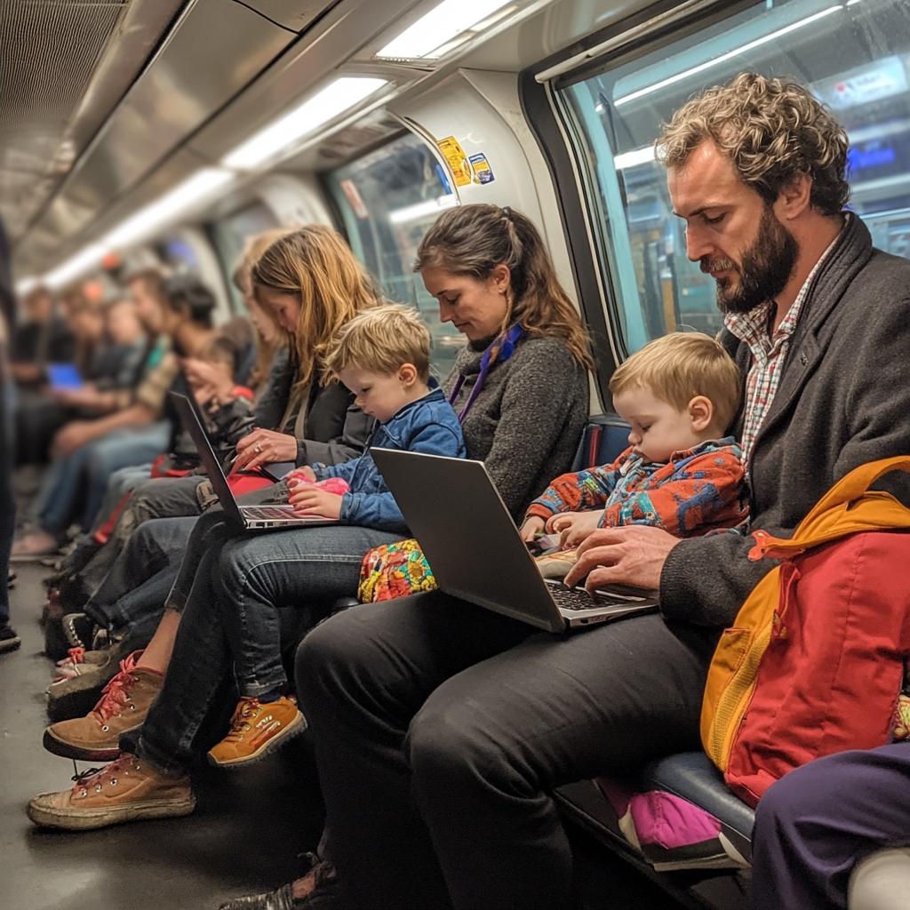 People on the Train: Busy London Underground Scene