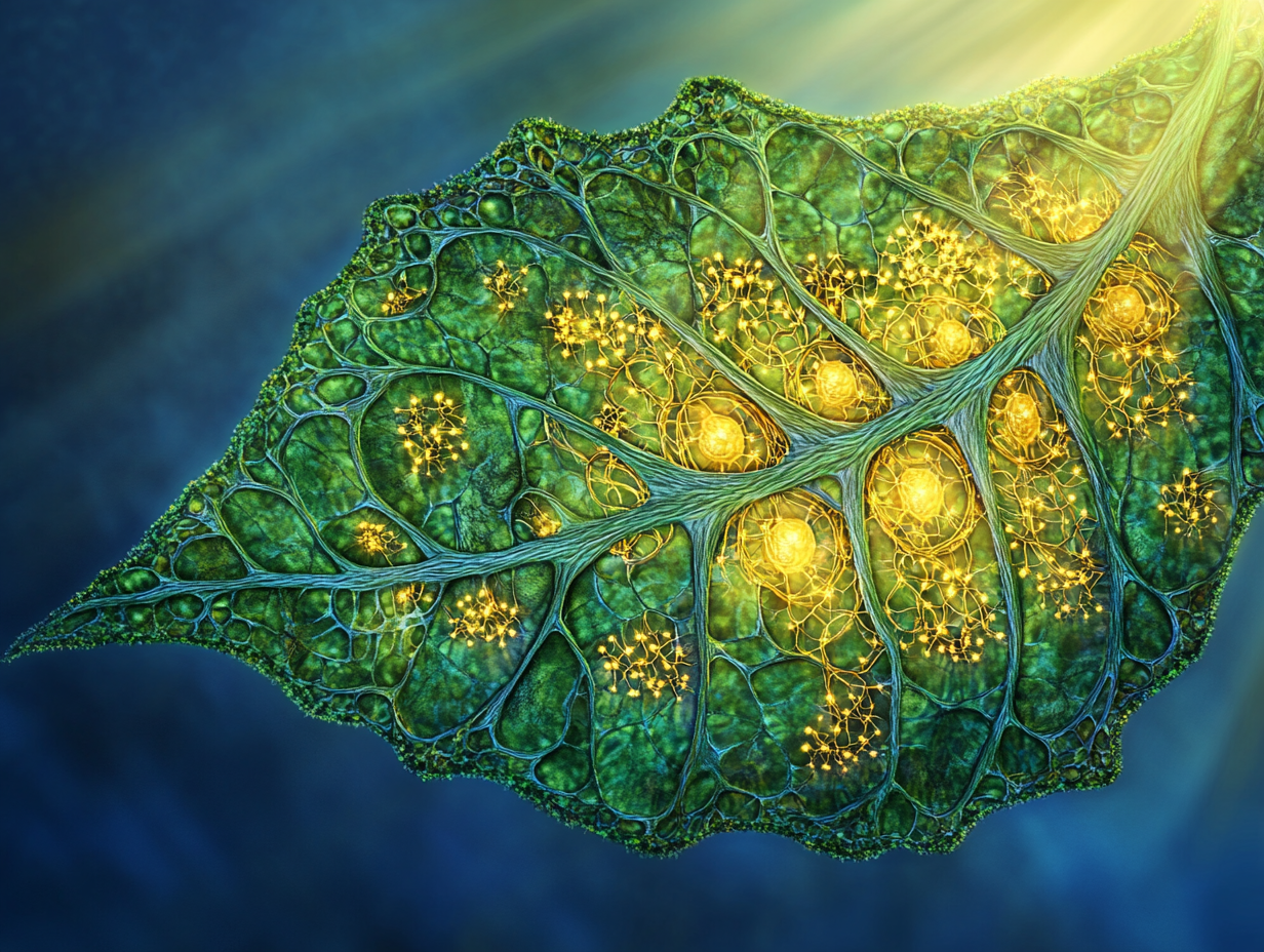 Photosynthesis Process in a Green Leaf