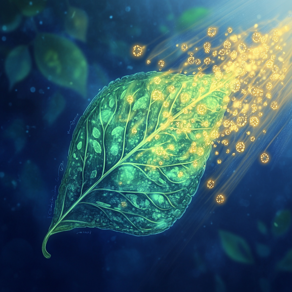 Photosynthesis Process in a Vibrant Green Leaf