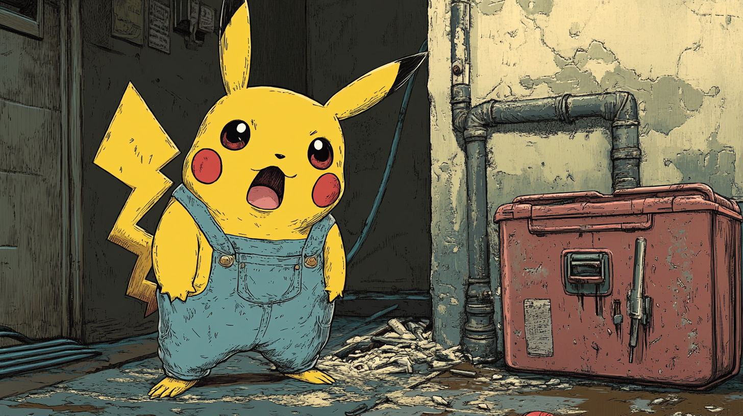 Pikachu The Plumber Finds Burst Pipe Emergency