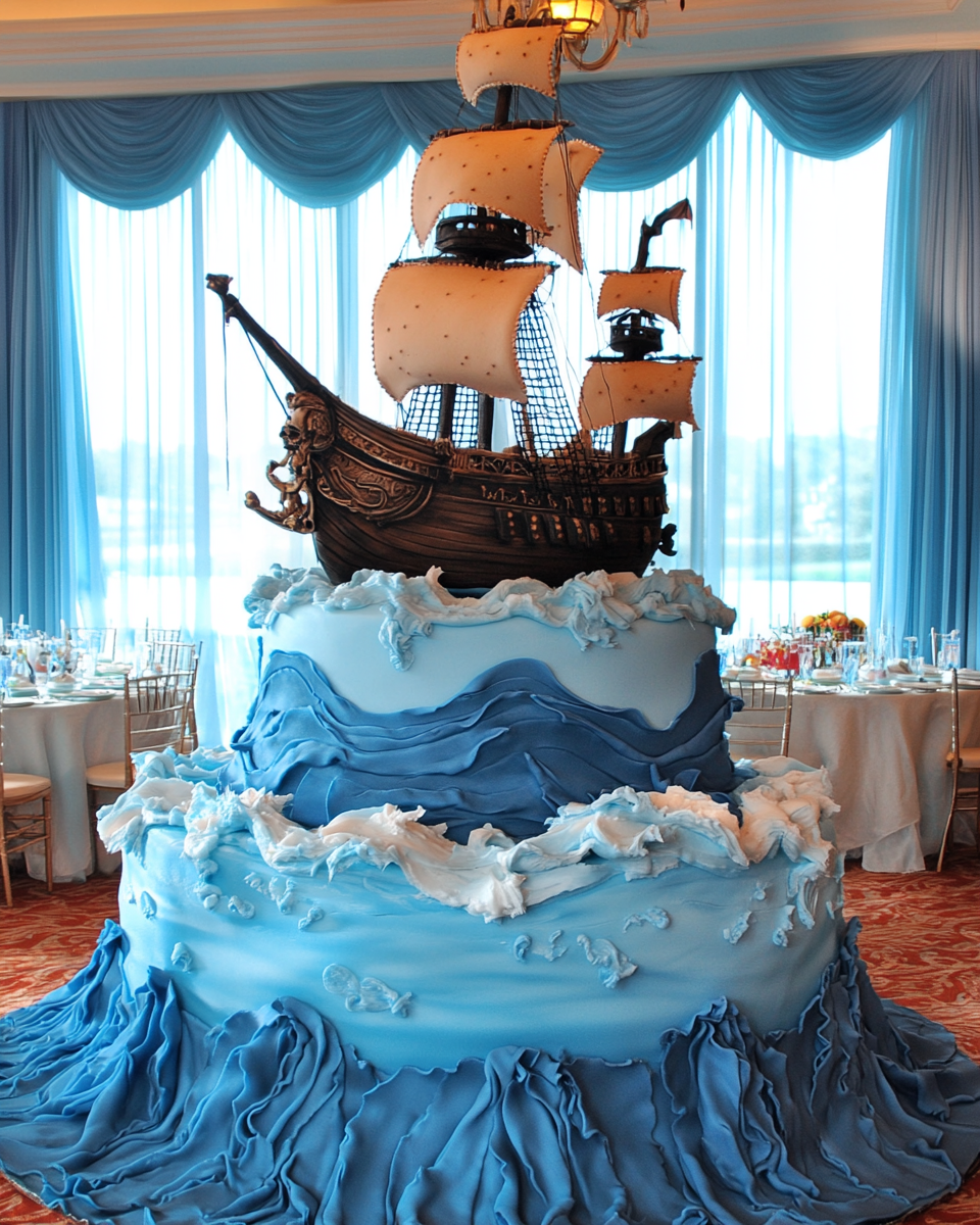 Pirate Ship Cake on Sea