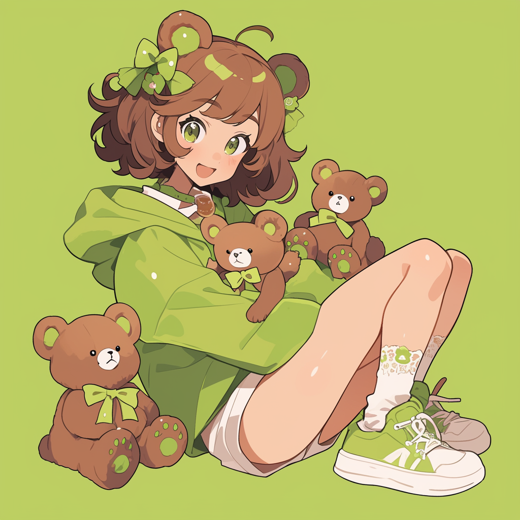 Pixar character is woman with bear, cute clothes.