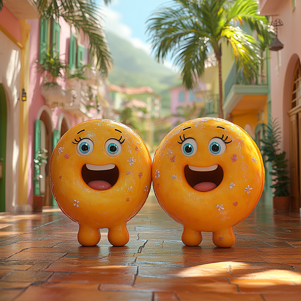 Playful Donut People Enjoying Jamaican Island Paradise