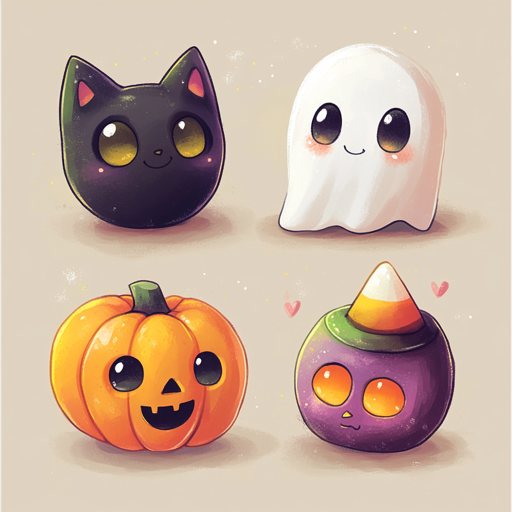 Playful Halloween Characters in Soft Pastels