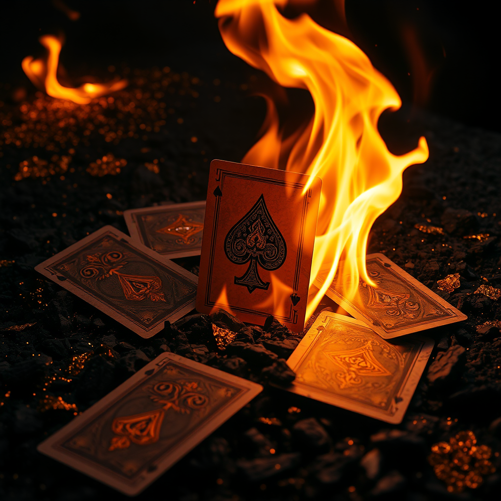 Playing Cards Emblazoned with Flames