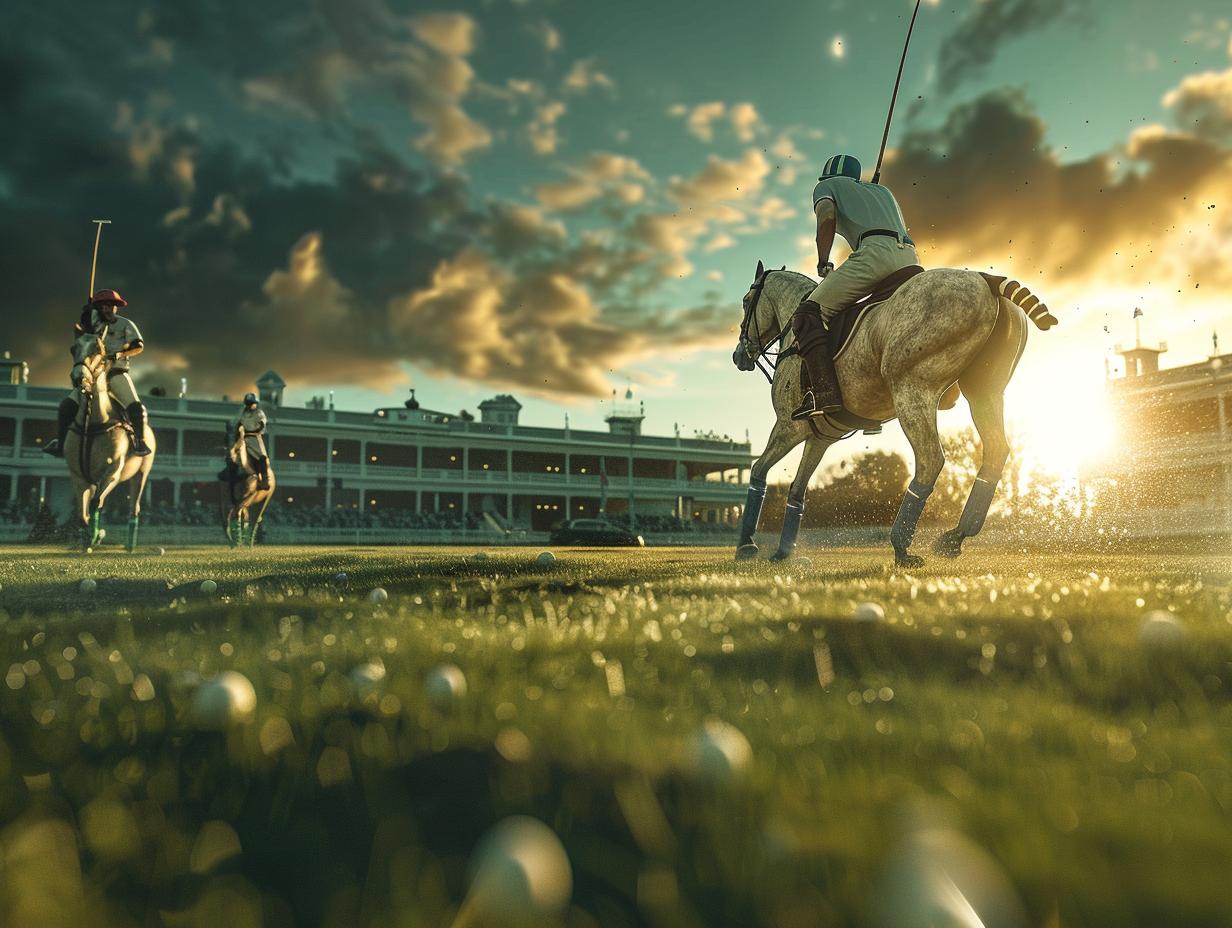 Polo Game: Players on Horseback in Cinematic Style