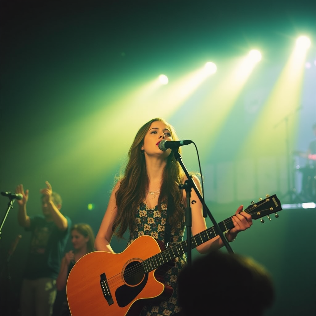 Pop star Lana Del Rey on stage