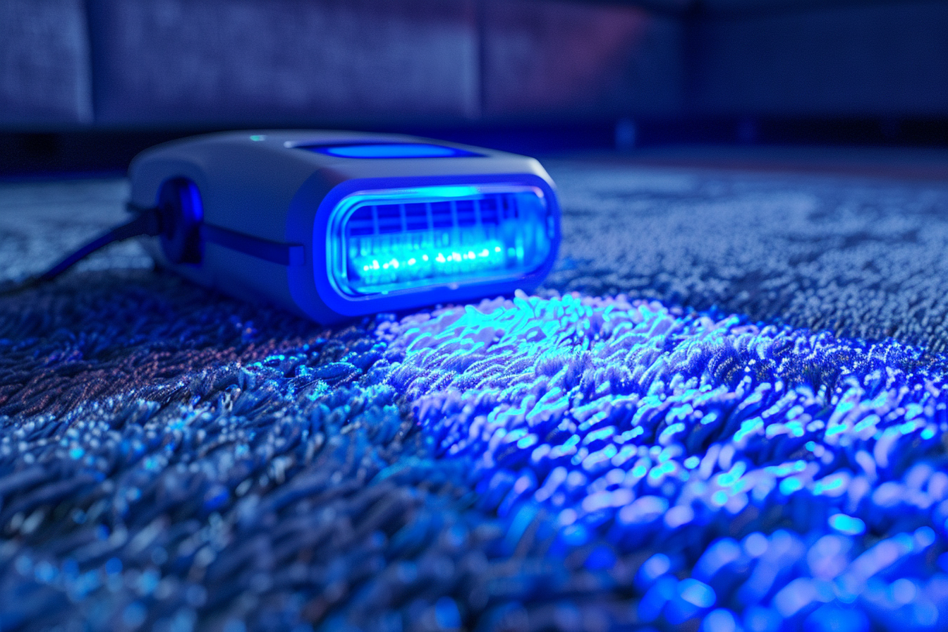 Portable UV Sterilizer on Carpet Ensures Cleanliness